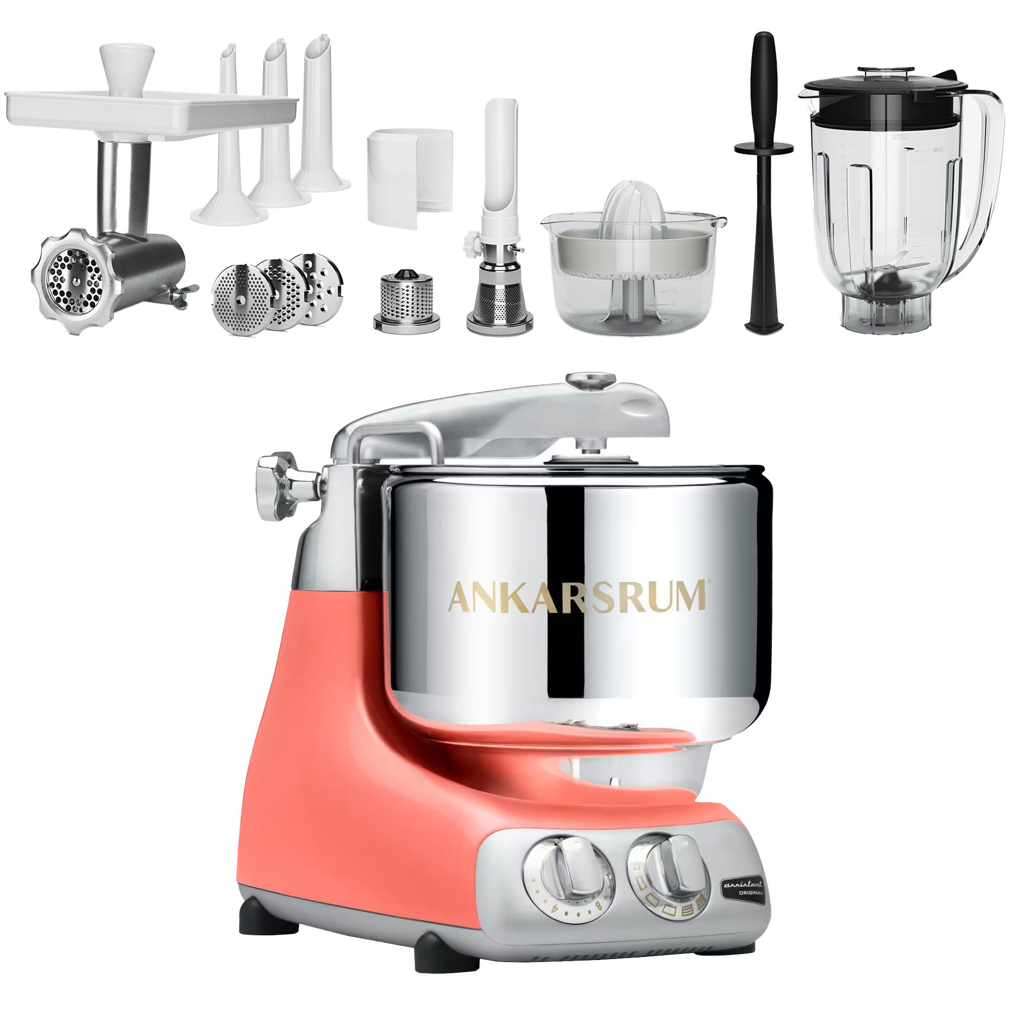 Ankarsrum Assistent Original AKM6230 Coral Crush + Deluxe tilbehørspakke