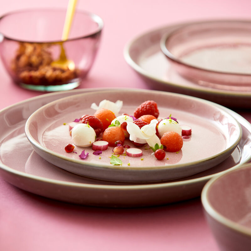 Gastro-lautanen, 21 cm, harmaa/vaaleanpunainen