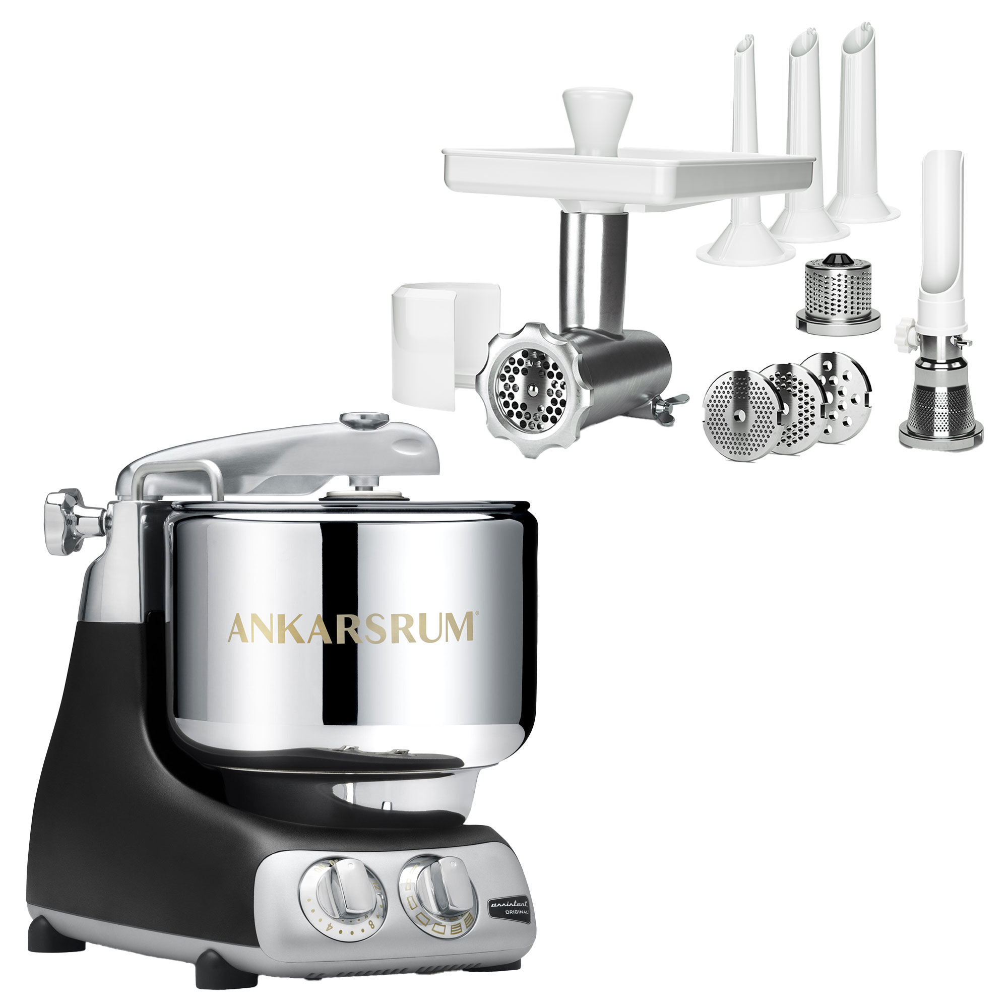 Ankarsrum Assistent AKM 6230 røremaskine + komplet kødhakker, sort
