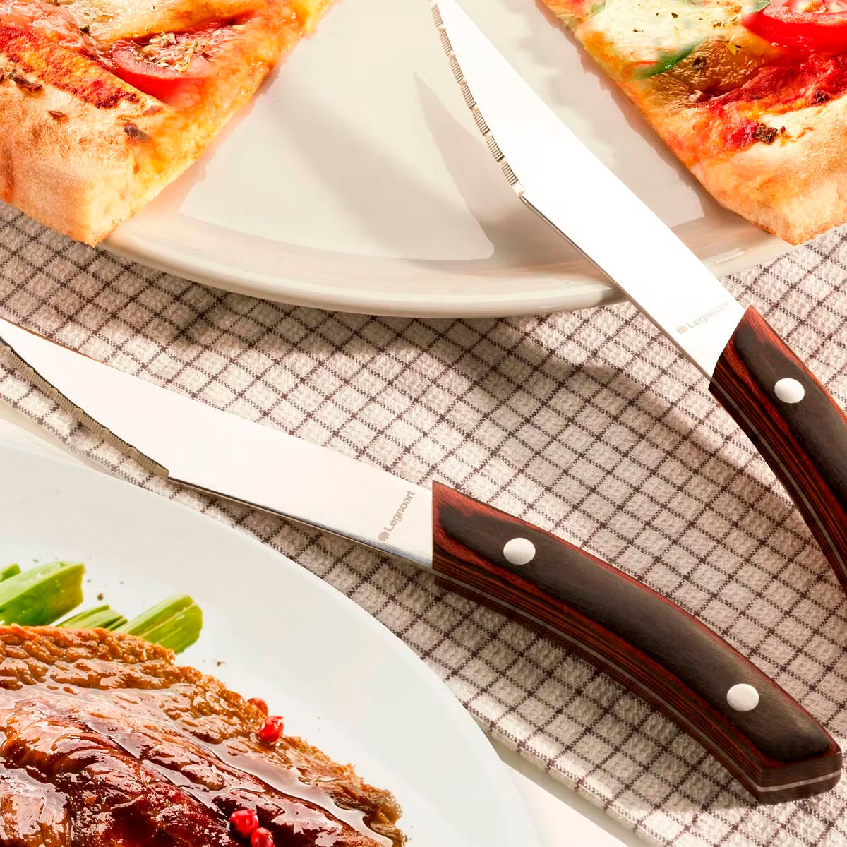 Napoli pizza- och steakknivar 4 st, mörkt trä