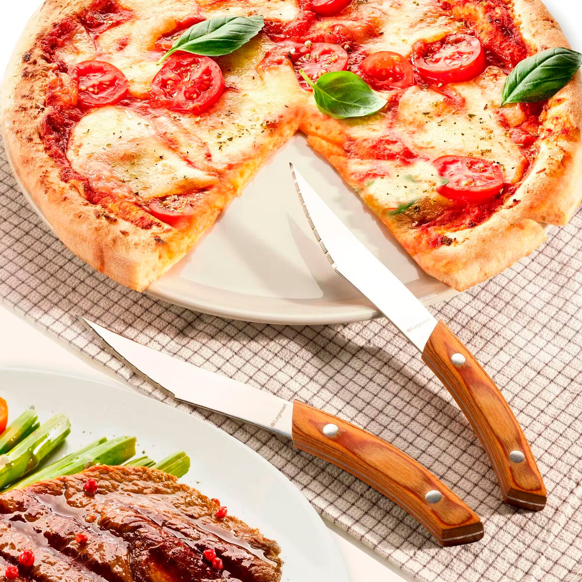 Napoli pizza- och steakknivar 4 st, ljust trä