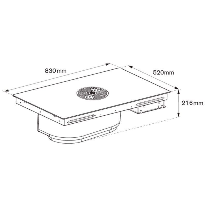 Induktionshäll med integrerad fläkt 83 cm, 4 zoner, flex