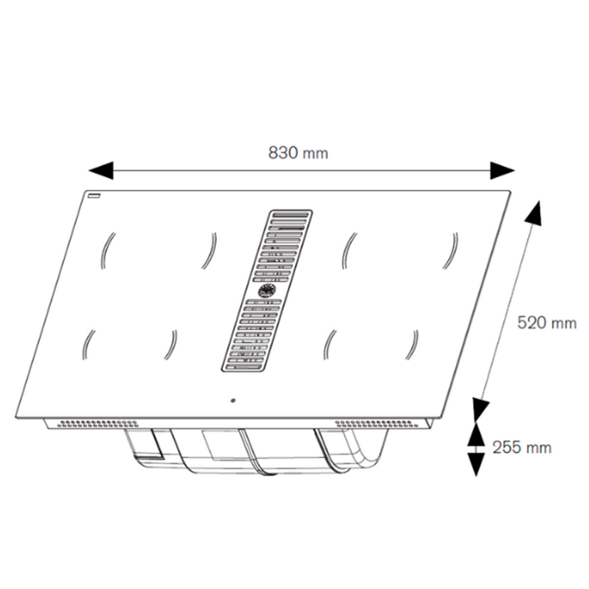 P804ICH30NP Induksjonstopp med integrert ventilator 83 cm, 4 soner