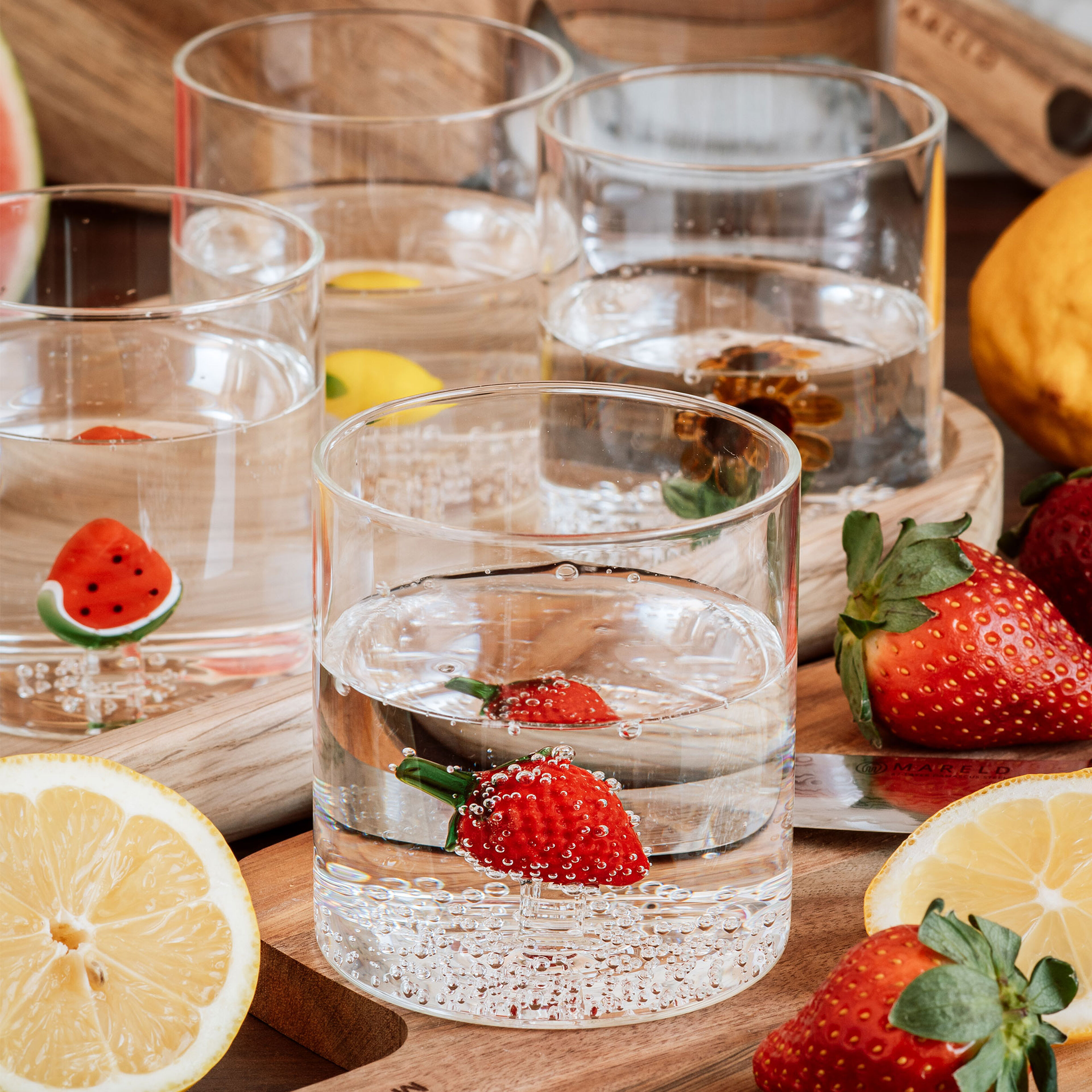 Tumbler-lasi 4 kpl, hedelmäteema