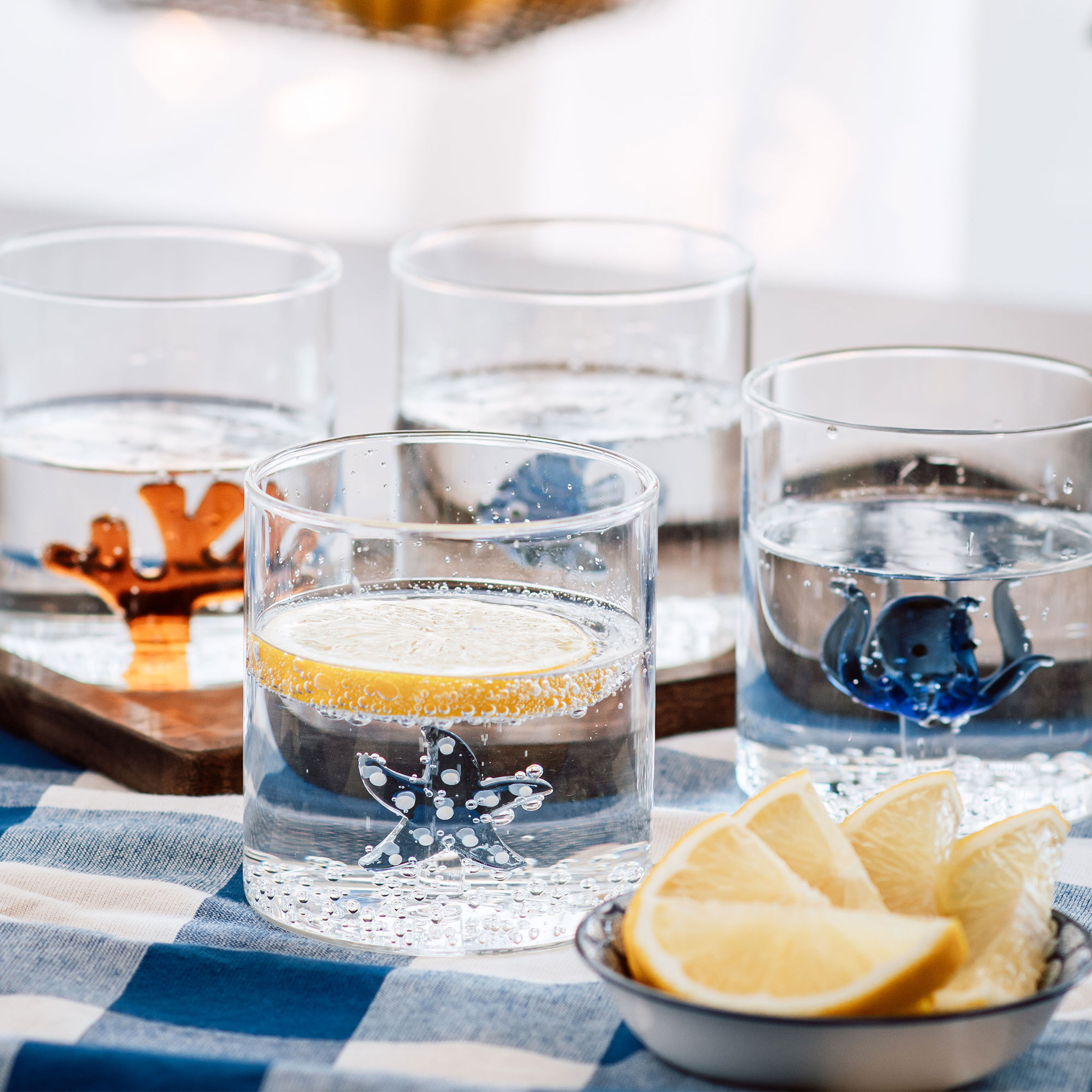 Tumblerglass 4 stk, havstema