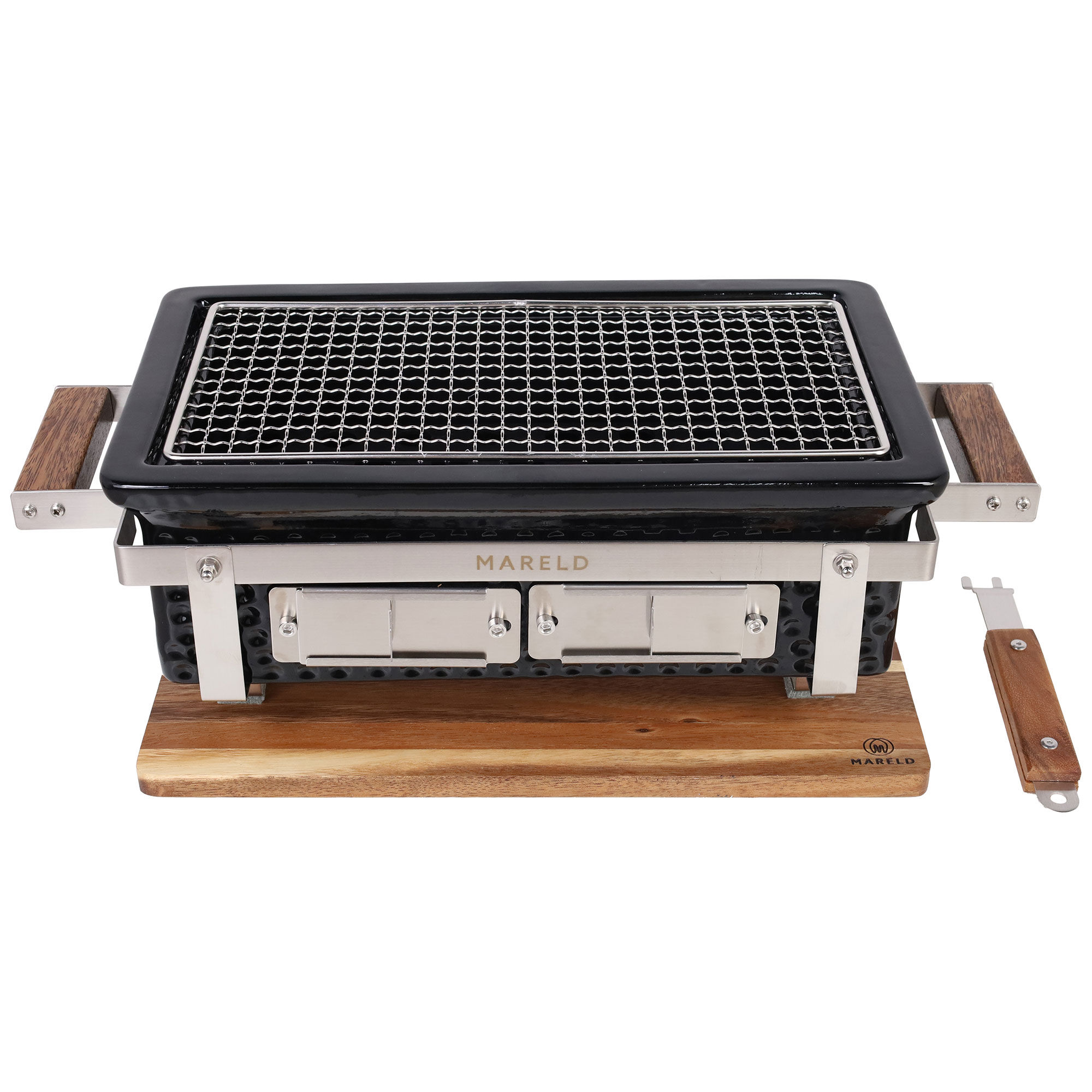 Premium hibachigrill, svart/valnöt