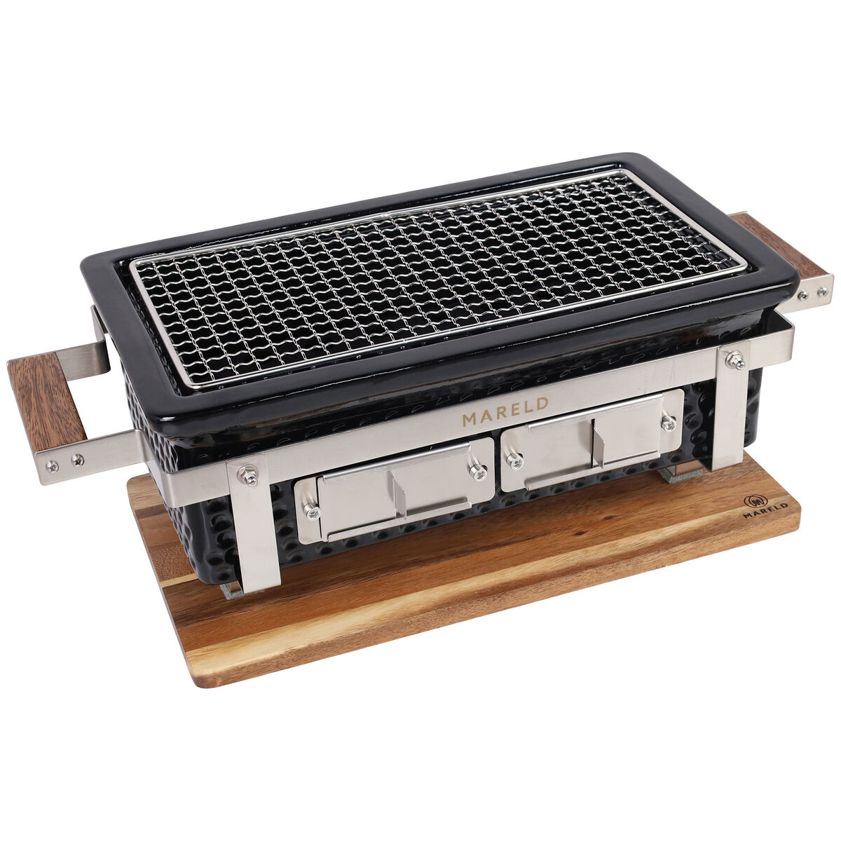 Premium hibachigrill, svart/valnöt