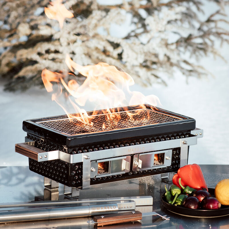 Premium hibachigrill, sort/valnød