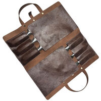 Knivväska med 6 fack läder, brun