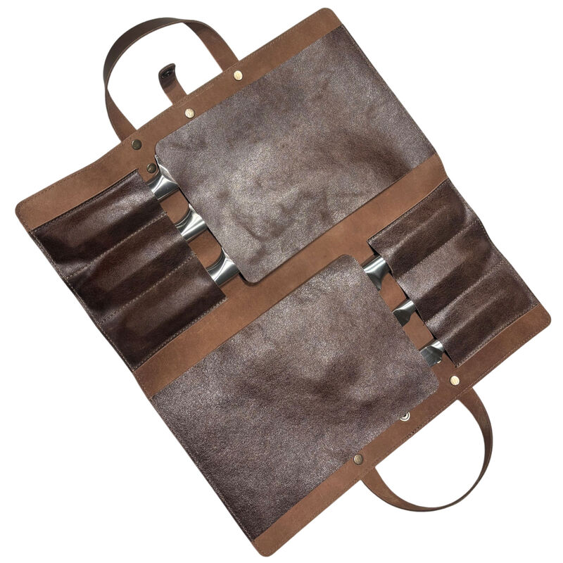 Knivväska med 6 fack läder, brun