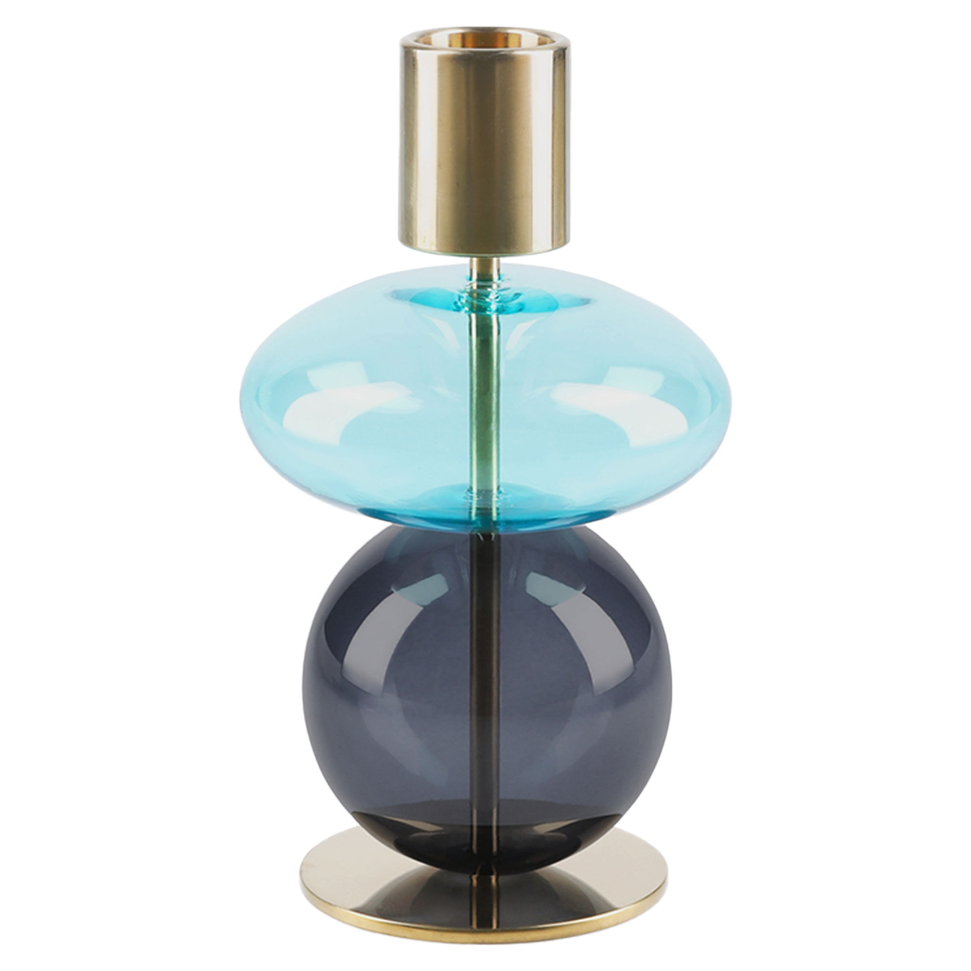 Holmegaard Bubble lysestage 14 cm, lyseblå/smoke