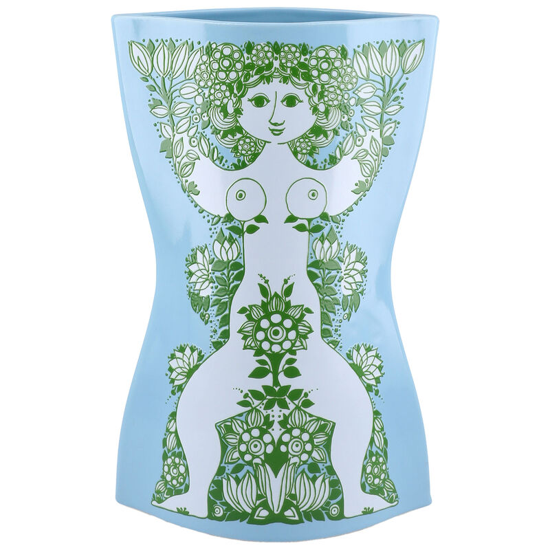 Nina vas 28,5 cm, ljusblå/grön