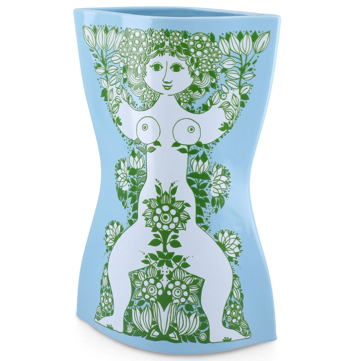 Nina vase 28,5 cm, lyseblå/grøn