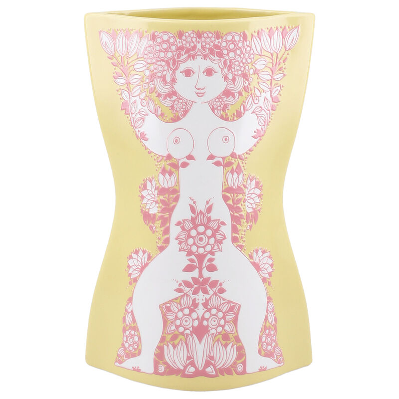 Nina vas 22 cm, gul/rosa