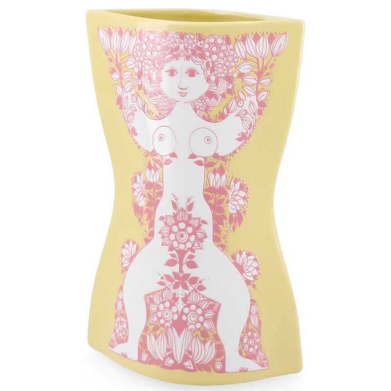 Nina vas 22 cm, gul/rosa