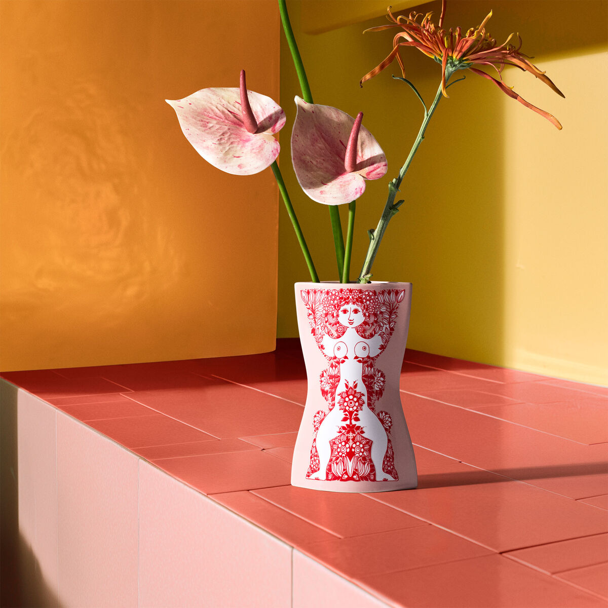 Nina vase 16,5 cm, pink/rød