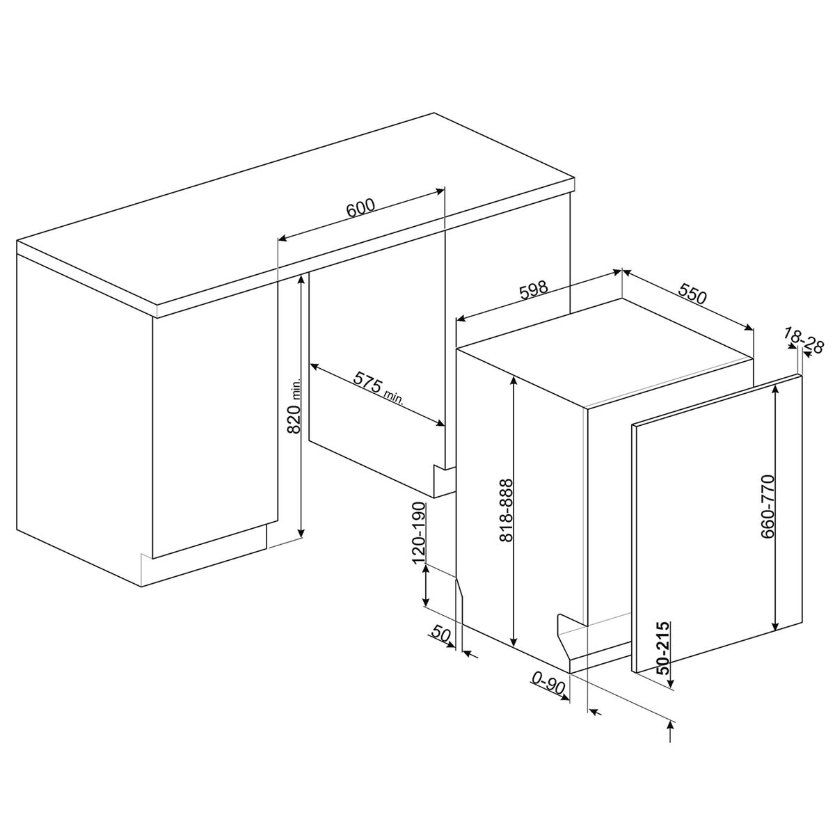 STL7324BLW integreret opvaskemaskine 60 cm