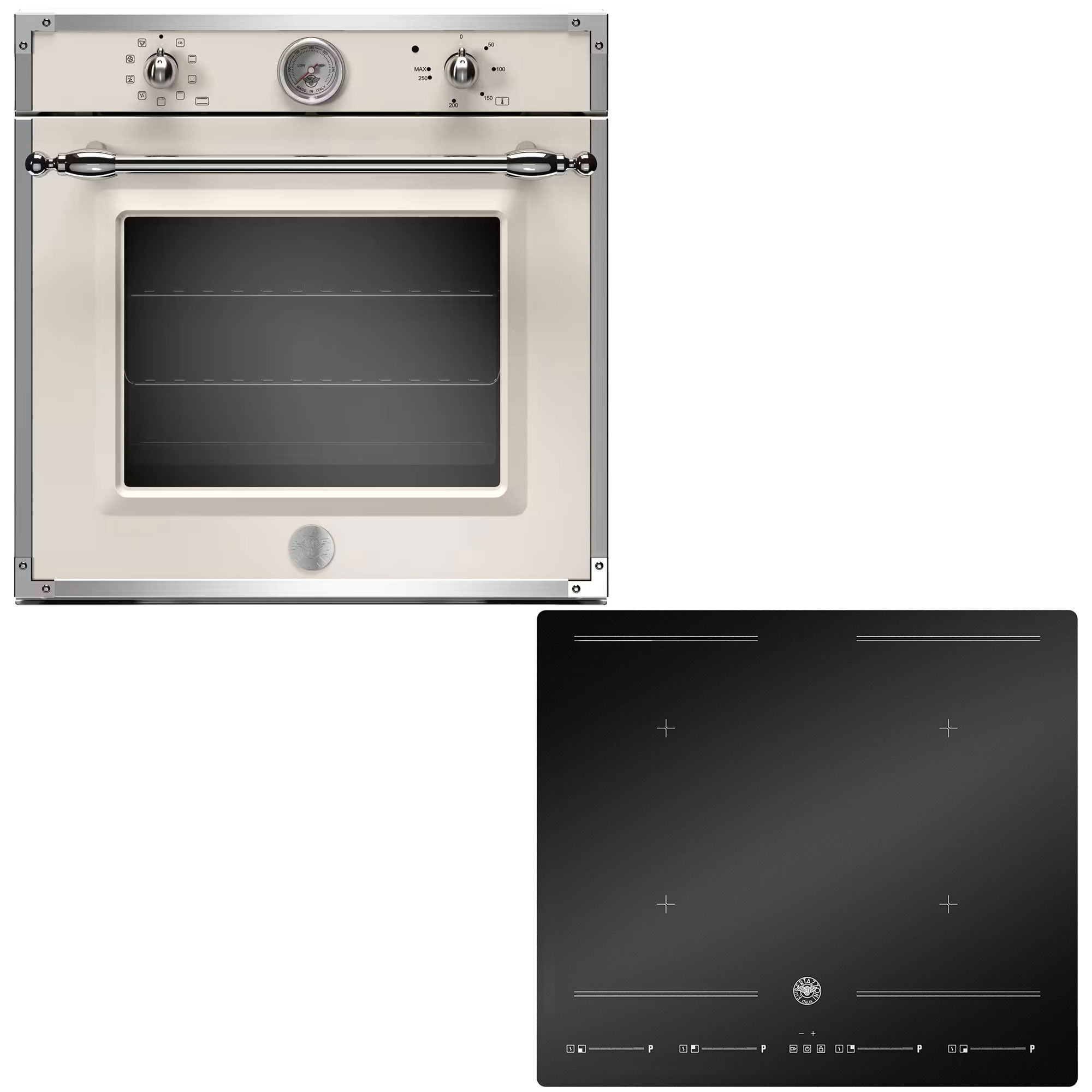 Bertazzoni Hvitevarepakke Heritage innbyggingsovn (hvit) + induksjonstopp, 60 cm
