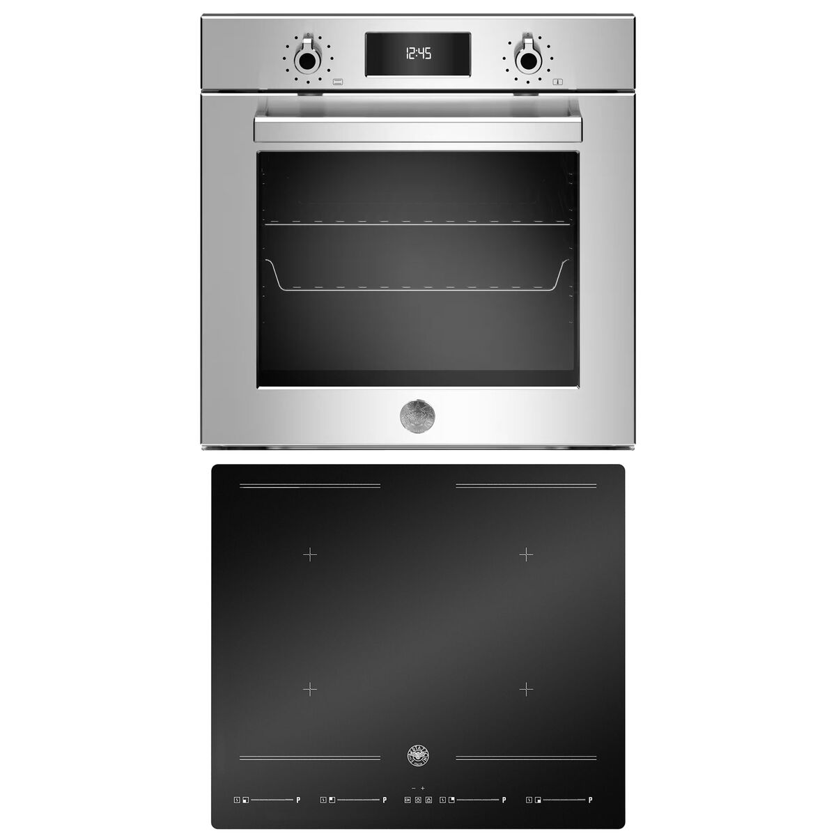 Professional paket Inbyggnadsugn + induktionshäll 60 cm, stål