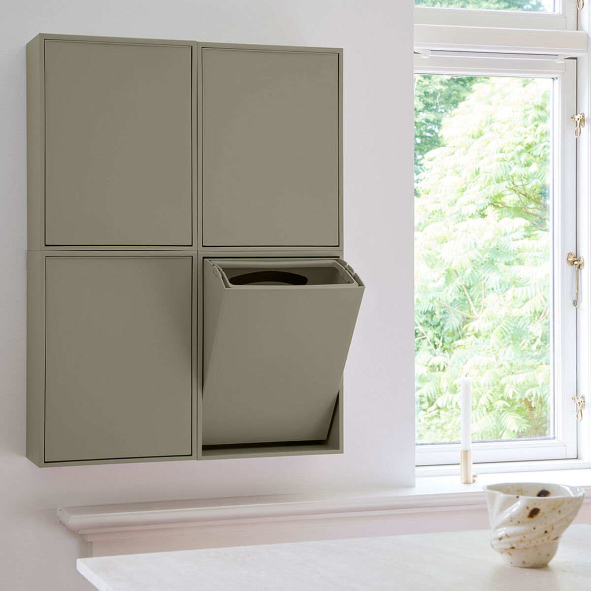 Recycling Box 12 liter, oak green