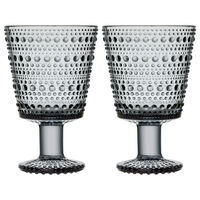 Kastehelmi glas på fod 26 cl, grå, 2 stk.