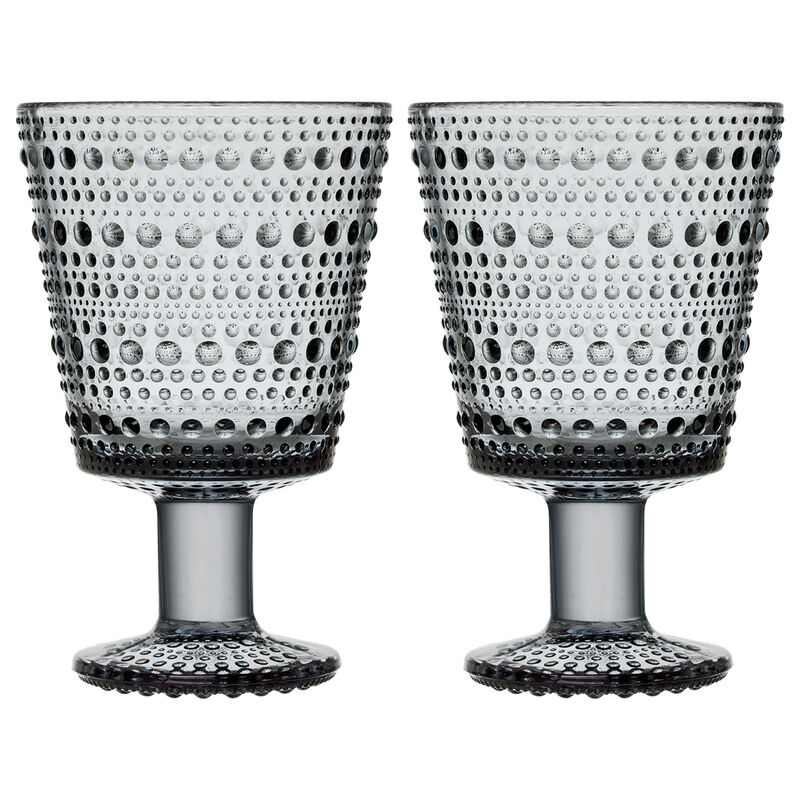 Kastehelmi glas på fod 26 cl, grå, 2 stk.