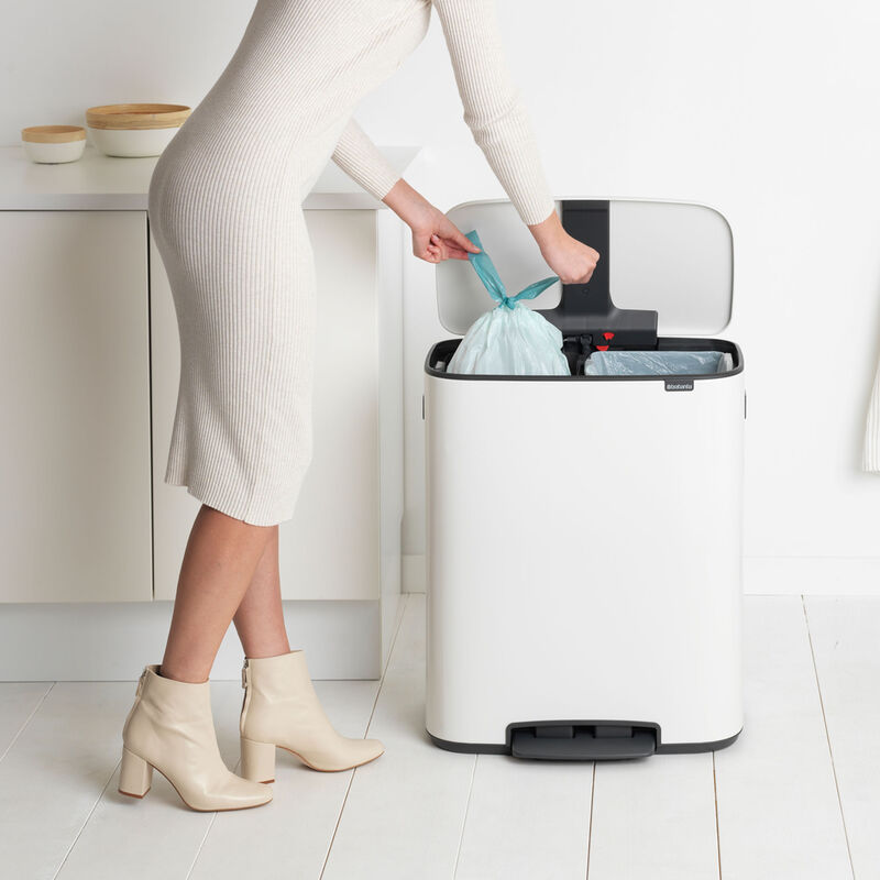 Bo pedalbøtte 2 x 30 liter, hvit