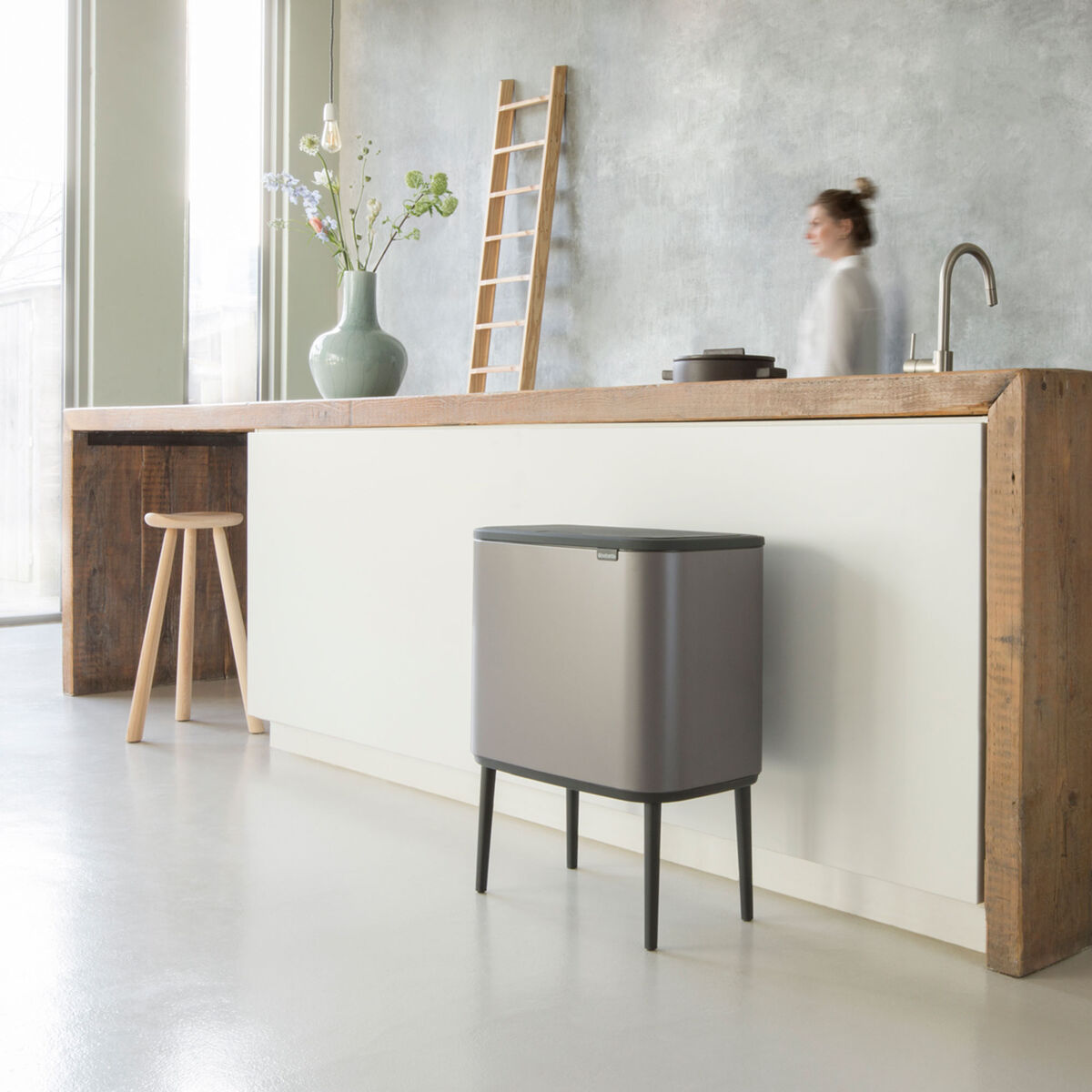 Bo Touch Bin soptunna 11 + 23 liter, platina