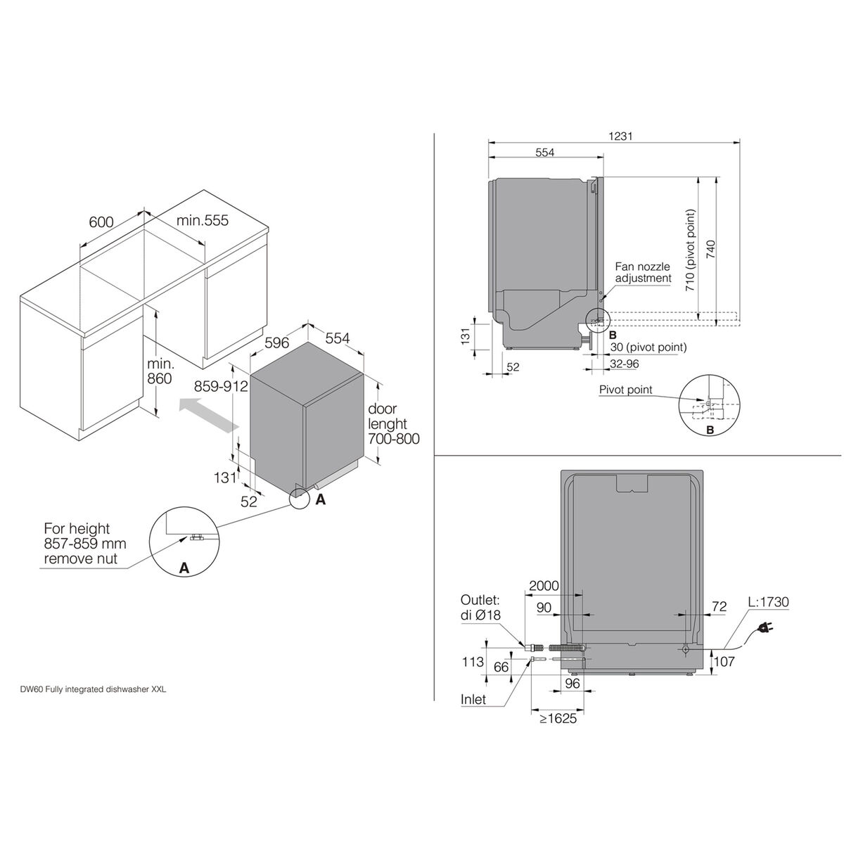 DFI544BXXL XXL helintegrerad diskmaskin 14 kuvert