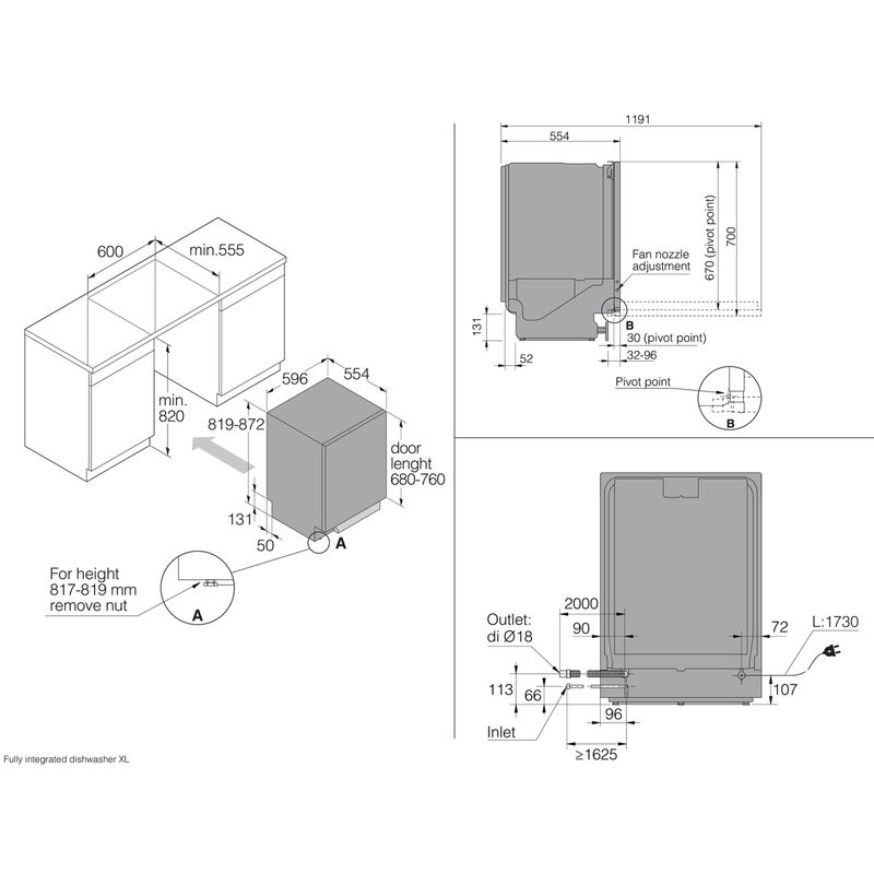 DFI545N XL helintegrert oppvaskmaskin, 14 kuverter