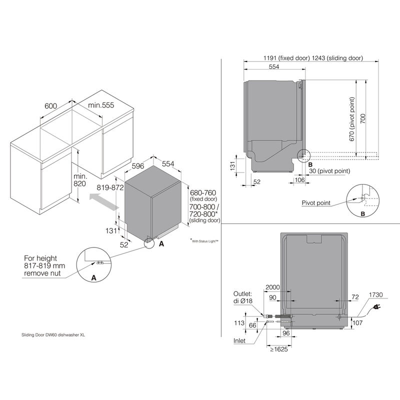 DSD545N XL helintegrert oppvaskmaskin, 14 kuverter