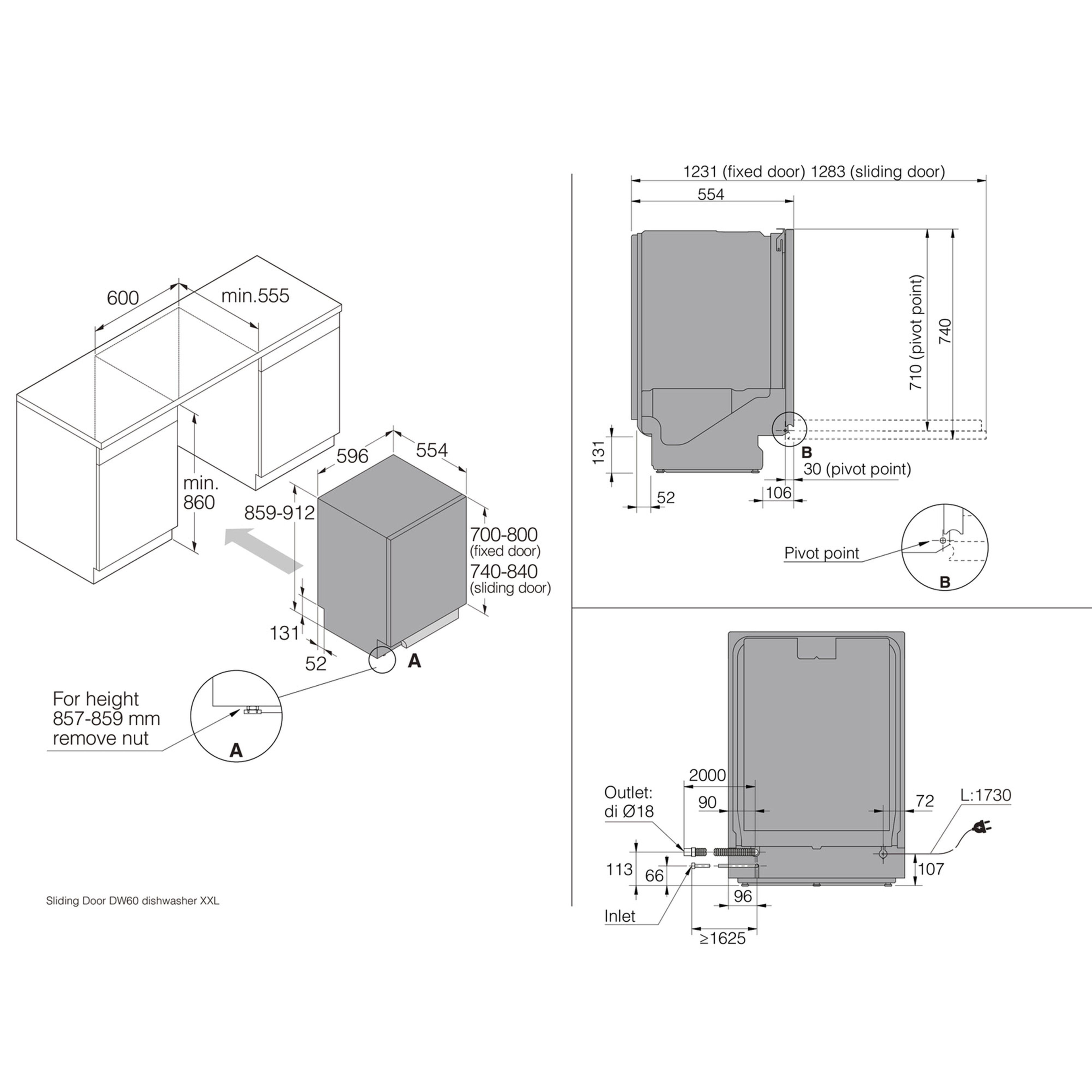 DSD545NXXL XXL helintegrert oppvaskmaskin
