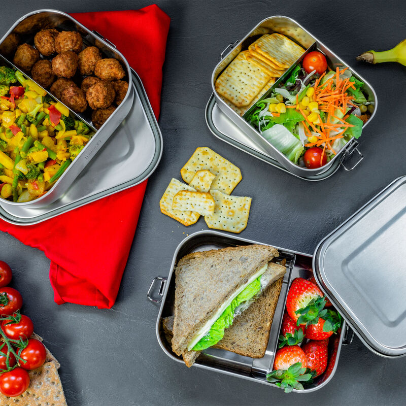 Matboks med snap‑lokk 800 ml, rustfritt stål