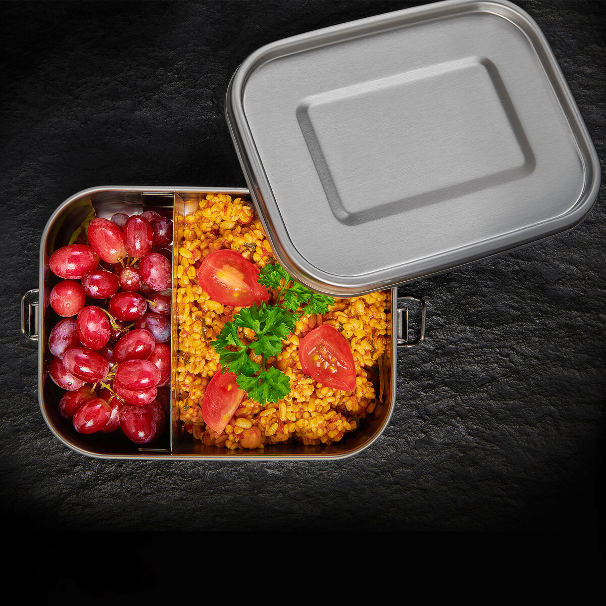 Matboks med snap‑lokk 800 ml, rustfritt stål