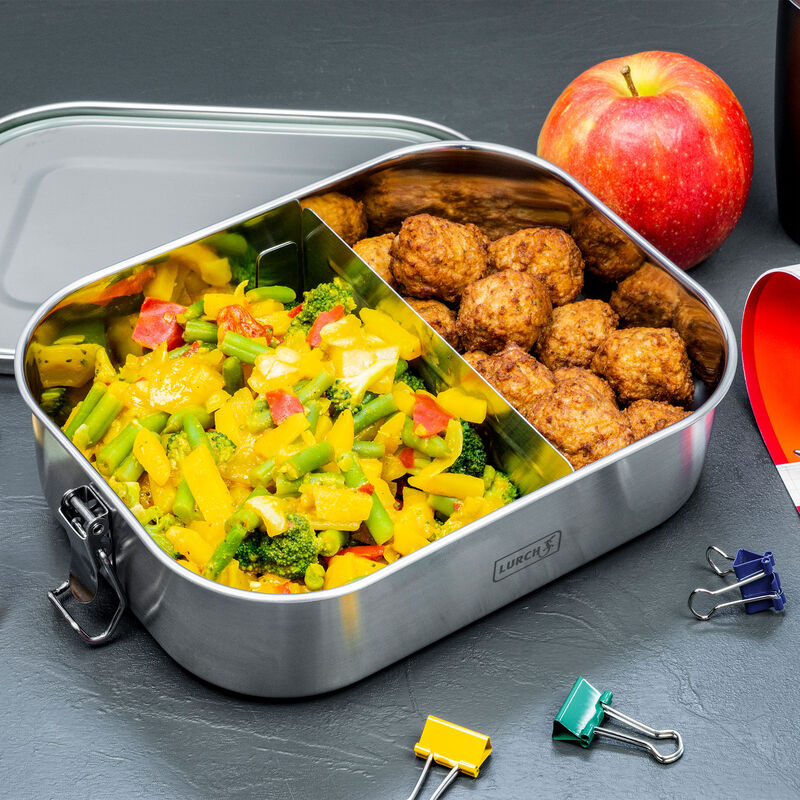 Matboks med snap‑lokk 1400 ml, rustfritt stål