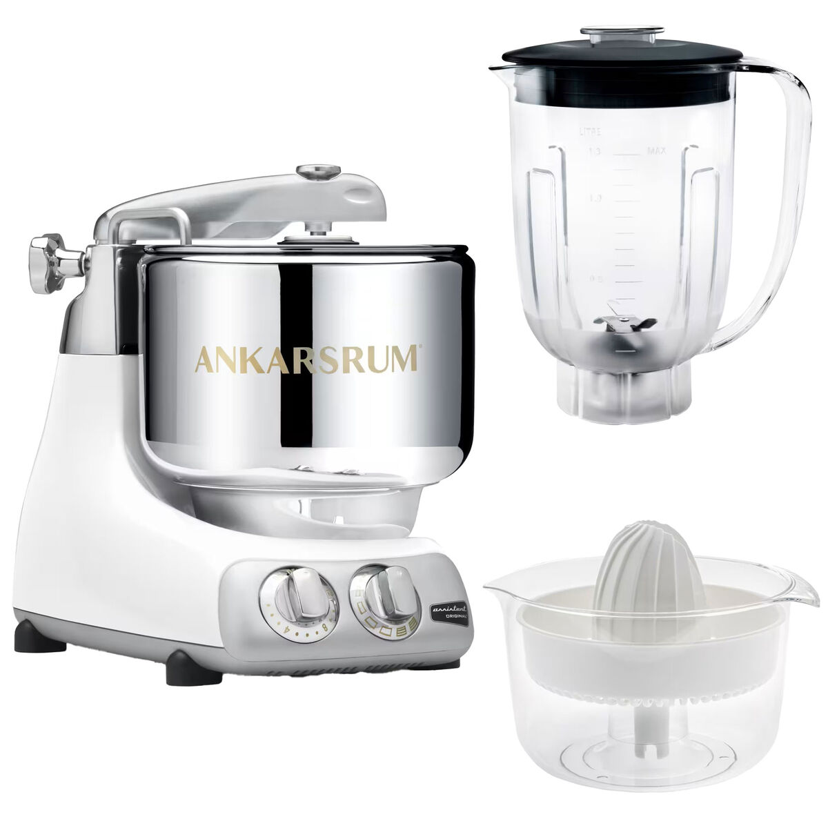 Ankarsrum Assistent AKM6230 + mixerkanna & citruspress, mineral white
