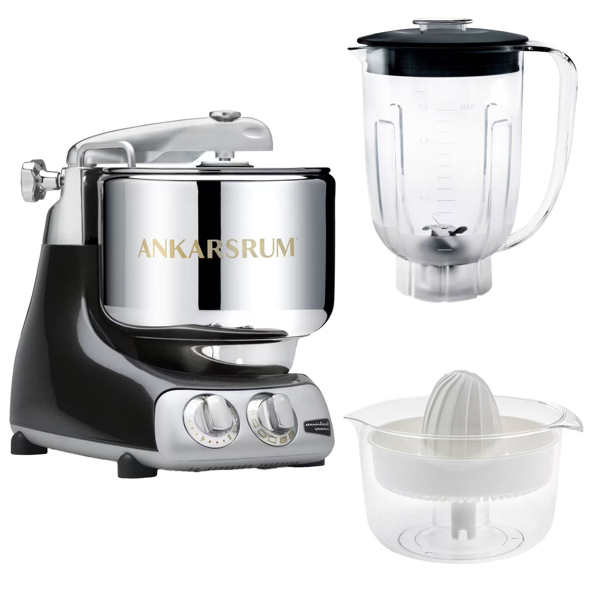 Ankarsrum Assistent AKM6230 + mixerkanna & citruspress, black diamond