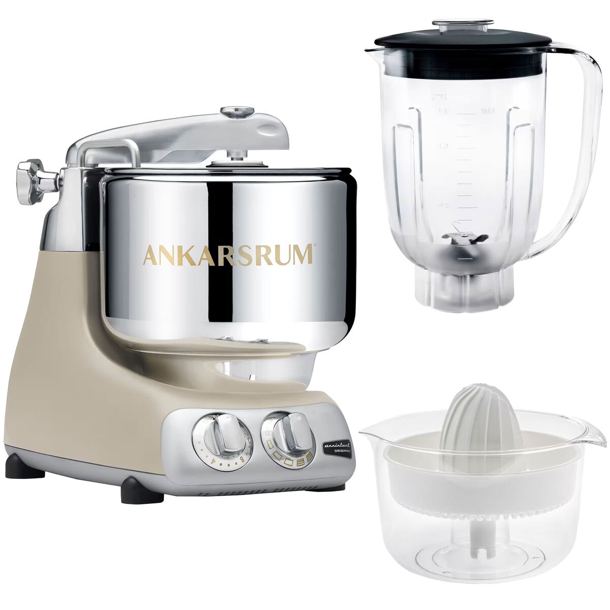Ankarsrum Assistent AKM6230 + mixerkanna & citruspress, harmony beige