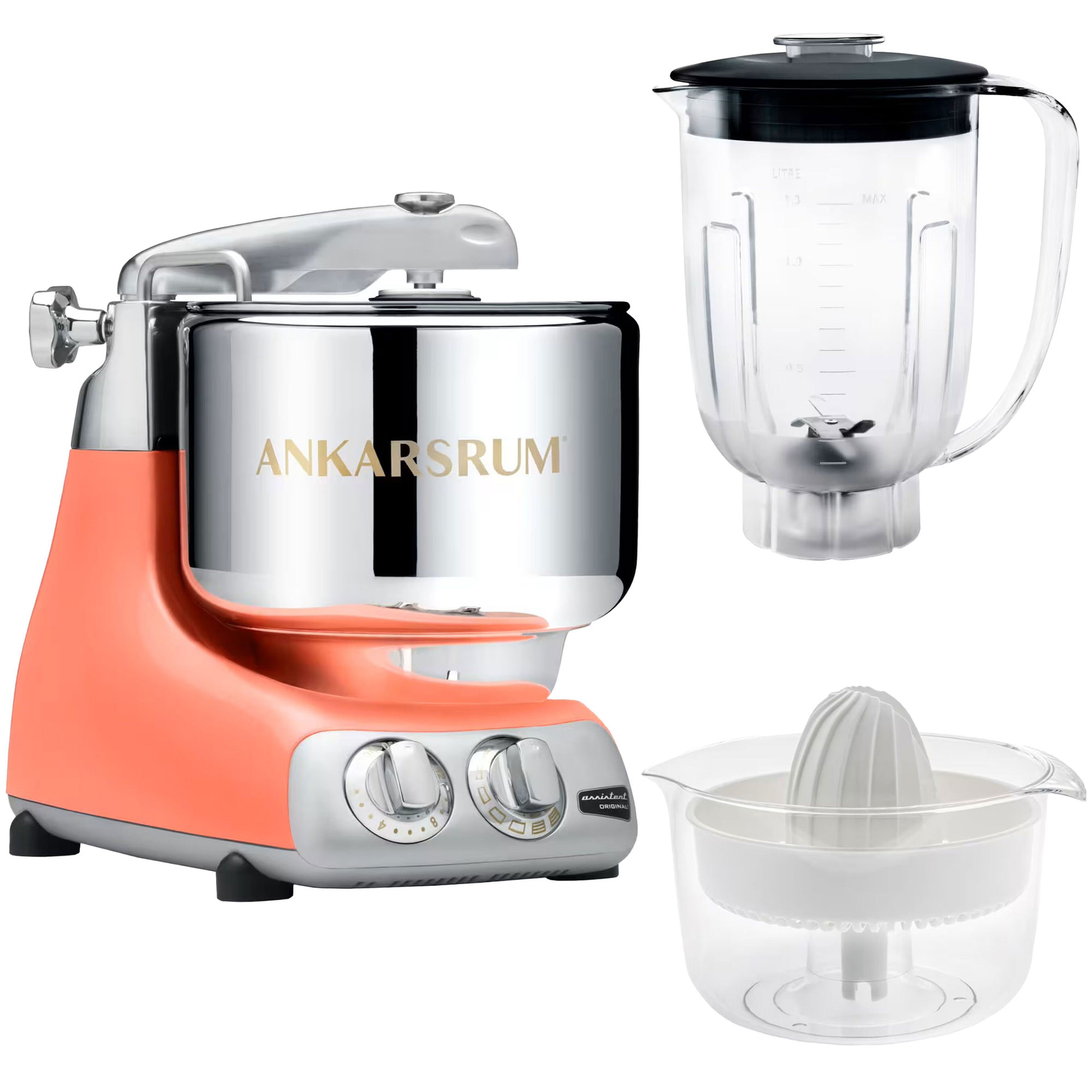 Ankarsrum Assistent AKM6230 + mixerkanna & citruspress, coral crush