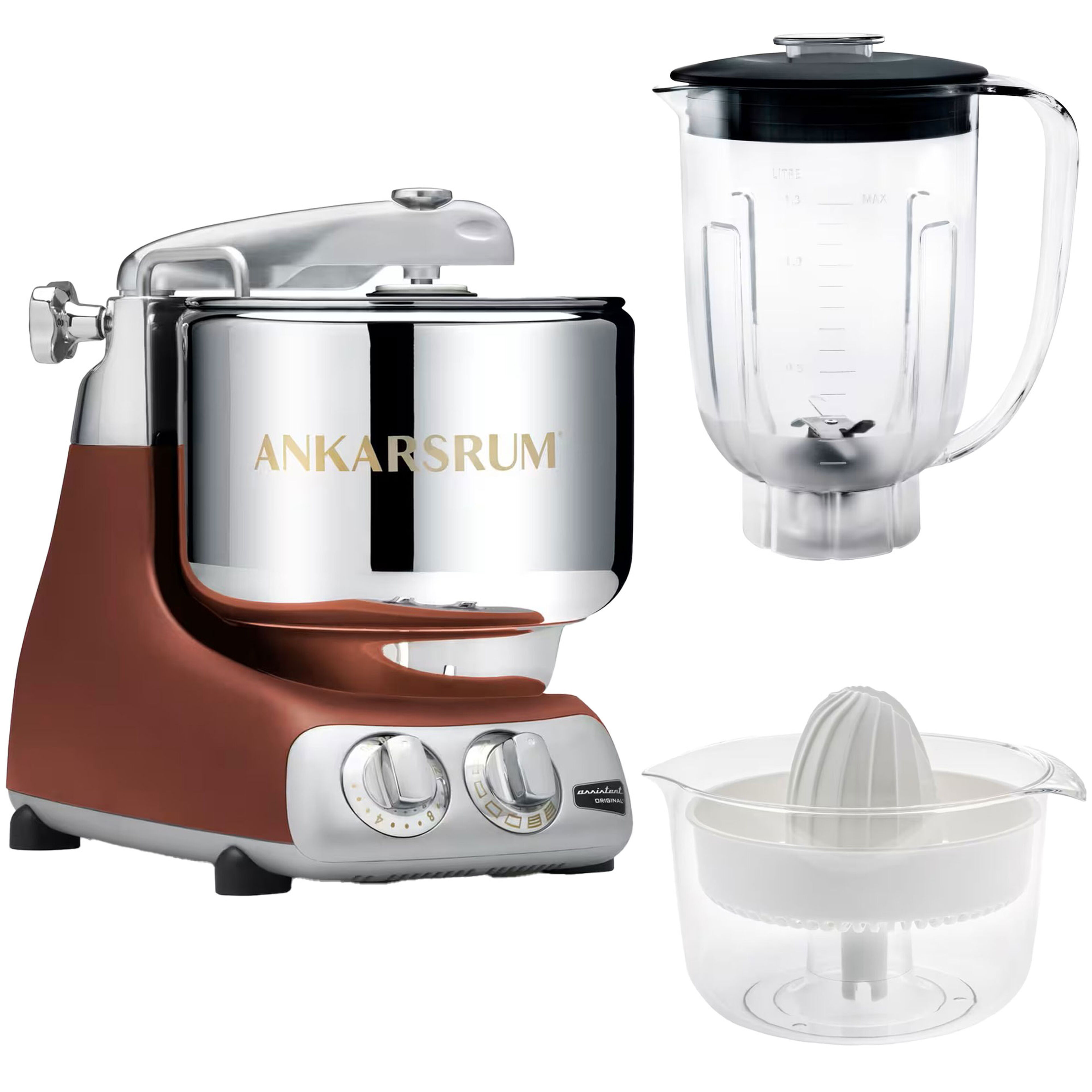 Ankarsrum Assistent AKM6230 + mixerkanna & citruspress, rustic maroon