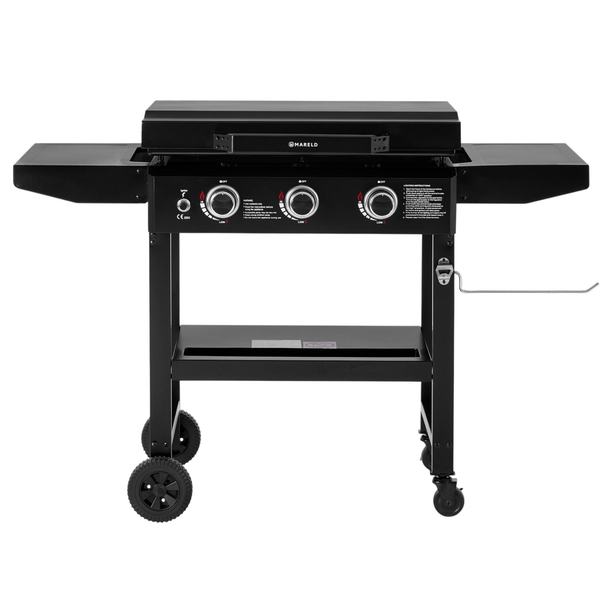 Mareld stegebord 3 brændere, 70 cm