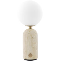 Torrano portabel bordslampa, beige travertine