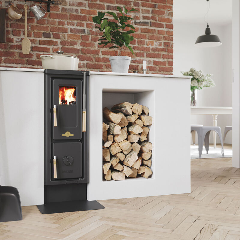 JD 320 brændekomfur, bagudgang