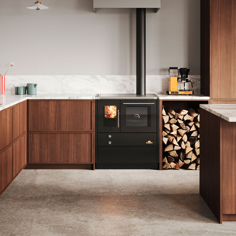 Heimdall 790 vedspis med toppanslutning, svart