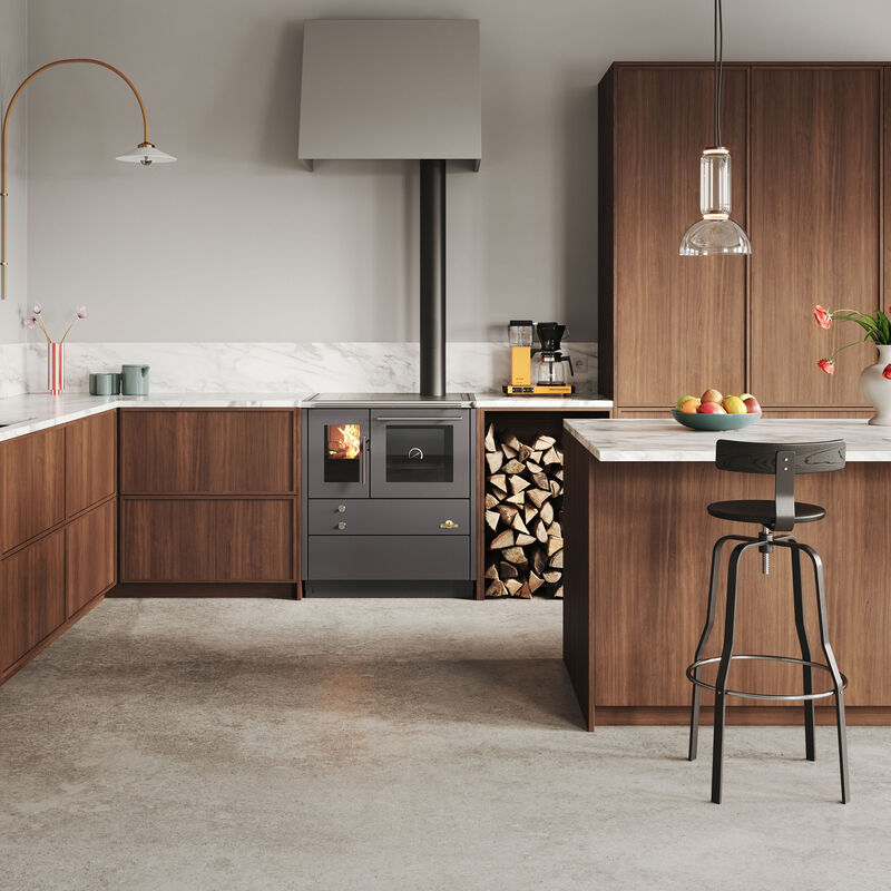 Heimdall 790 vedspis med toppanslutning, grå