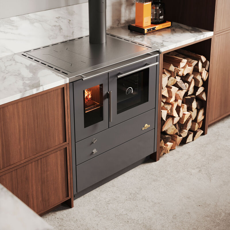 Heimdall 790 vedspis med toppanslutning, grå