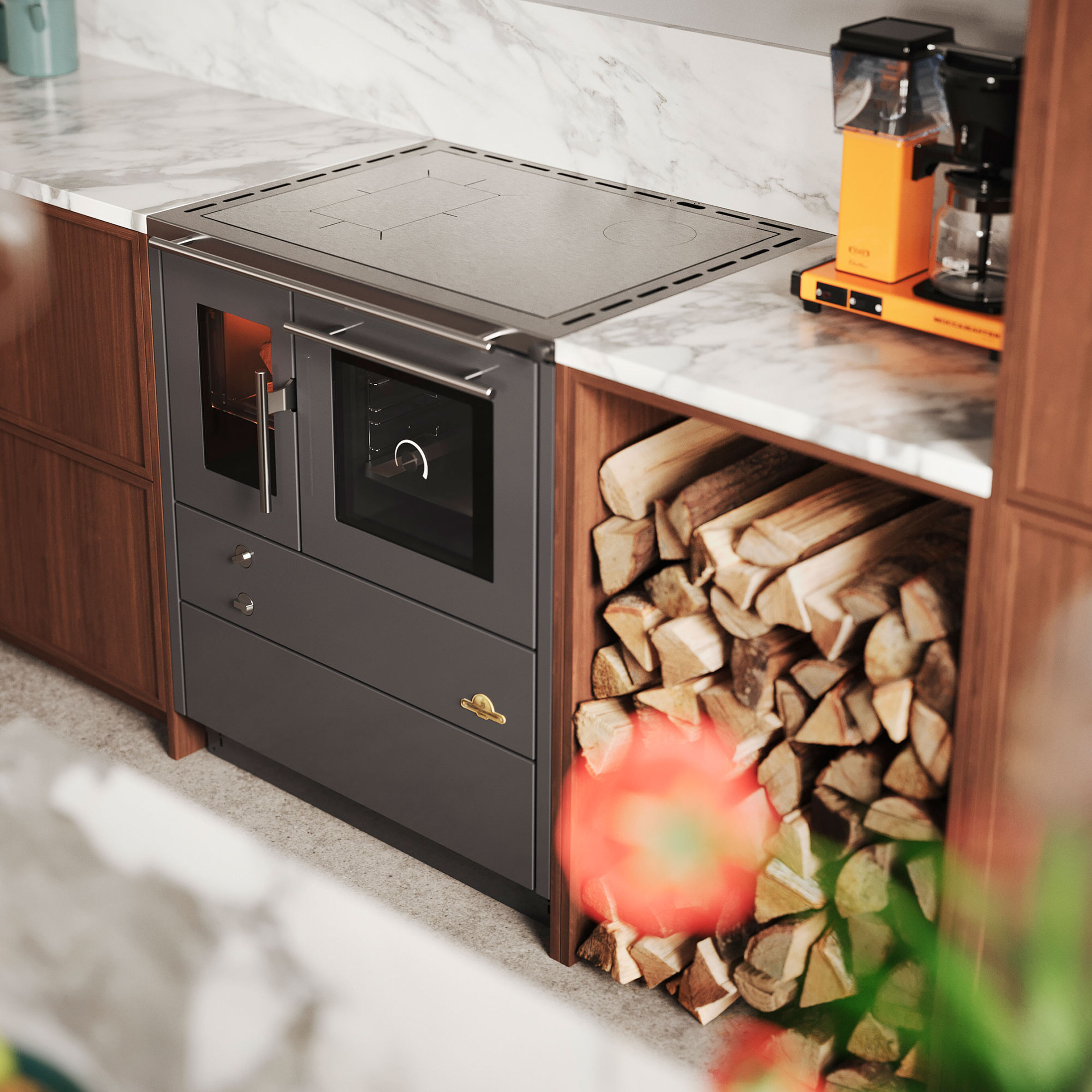 Heimdall 790 puuhella takaliitännällä, harmaa