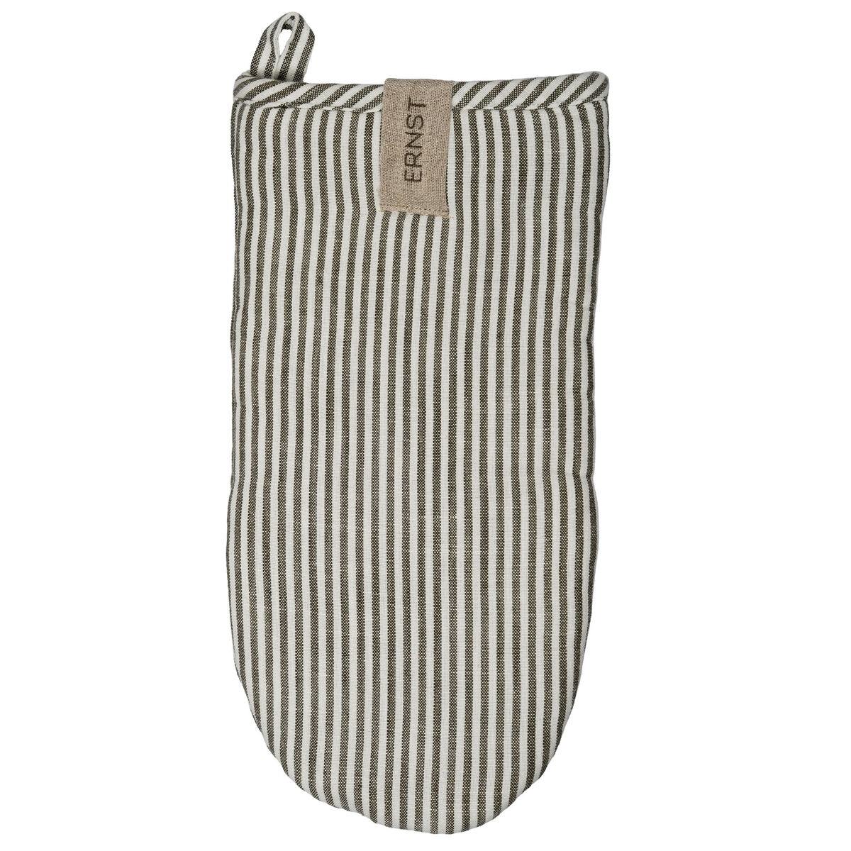 Grillhandske 16 x 30 cm smalstribet, salvie/hvid