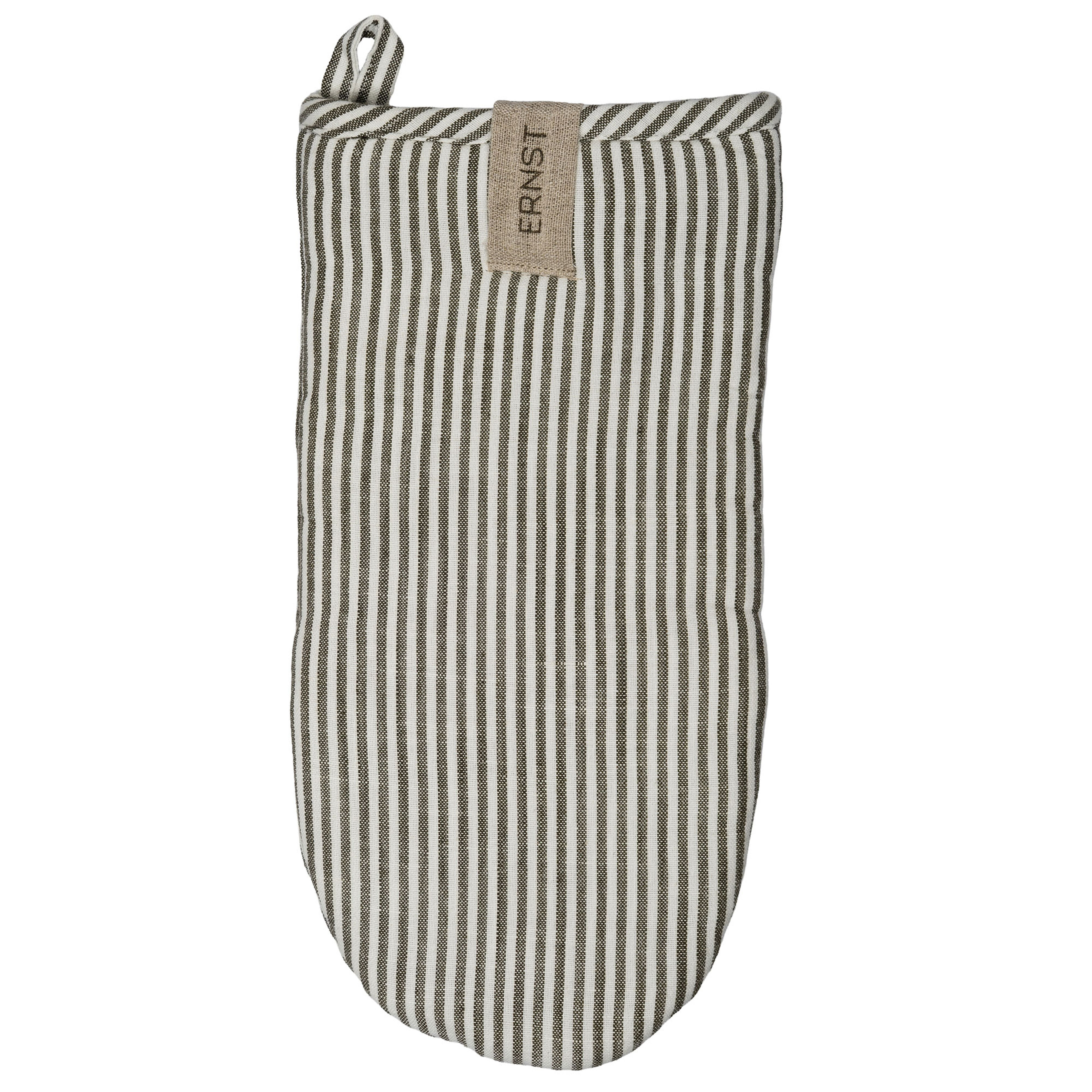 Grillhandske 16 x 30 cm smalstribet, salvie/hvid