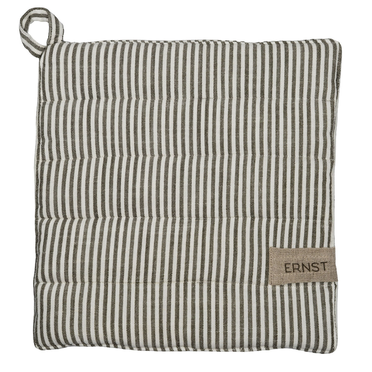 Grytlapp 23 × 25 cm smalrandig, salvia/vit
